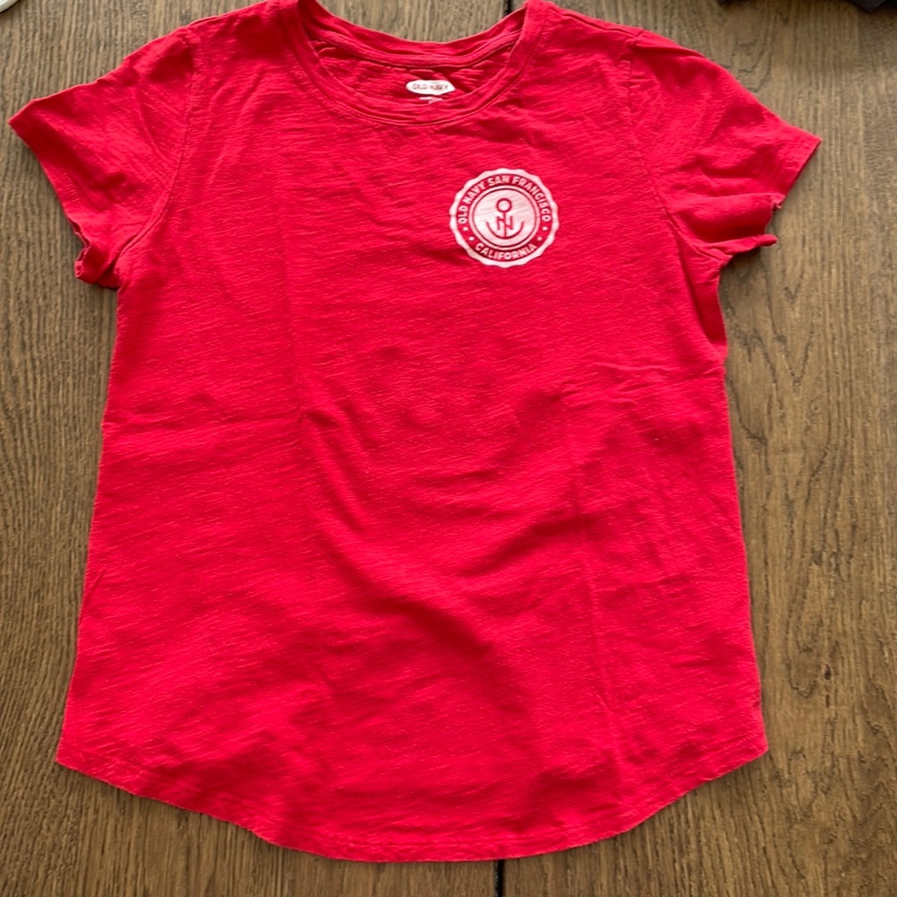 Red Old Navy kids t shirt with white detailing
